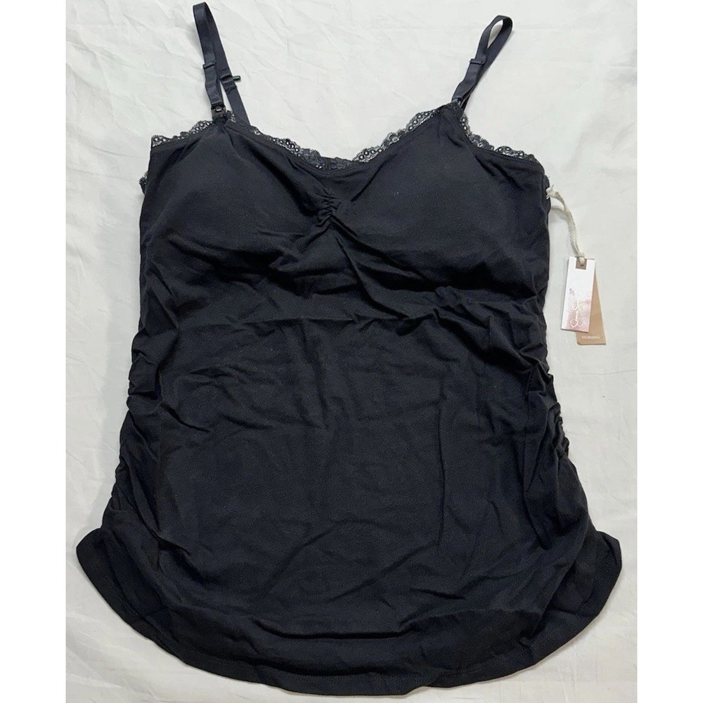 Jessica Simpson Sleeveless Nursing Tank Top/Cami Adjustable Straps Black NWT XL